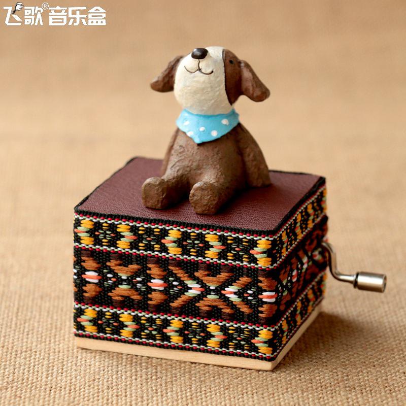Décoration de la maison enfants | Mini-Animal singe pingouin, chat, chien ours, actionné à la main, boîtes à musique: Vert clair