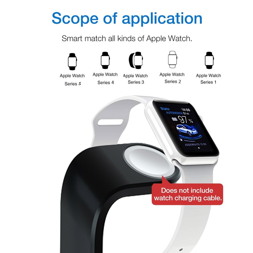 Fdgao 3- i -1 opladerstander til apple watch 5/4/3/2 10w hurtig qi trådløs oplader dockstation til iphone 11 xs xr 8 airpods pro