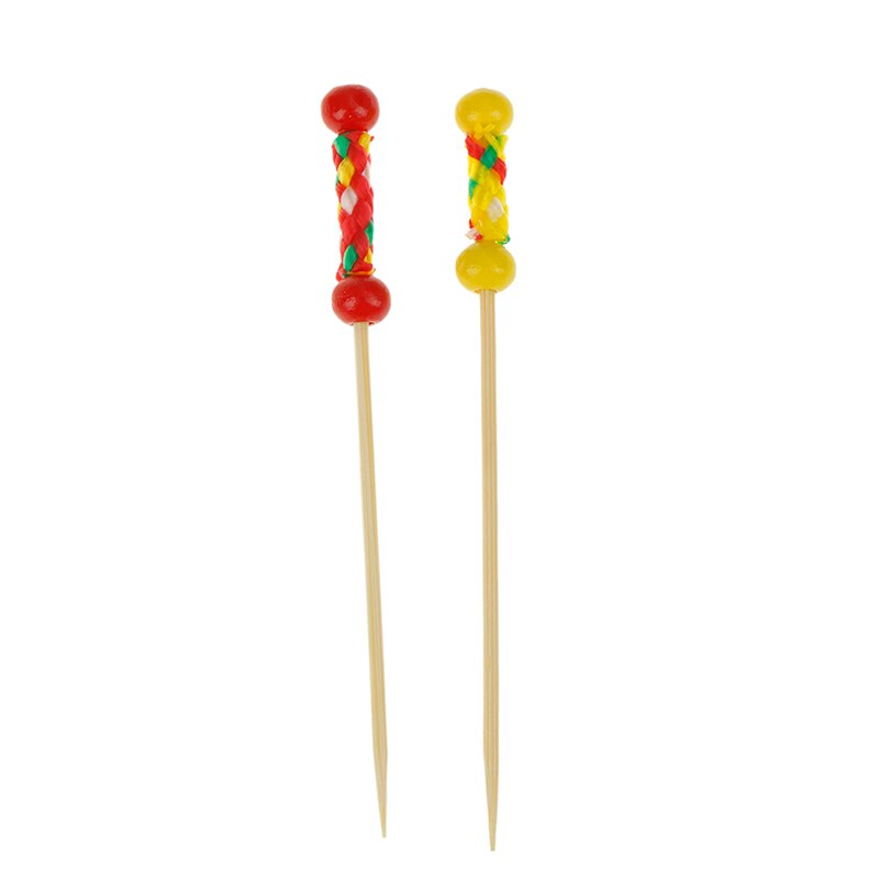 100pc 9cm Decoration Bamboo Food Picks Fruit Fork Sticks Buffet Cupcake Toppers Cocktail Forks Wedding Festival Decorations