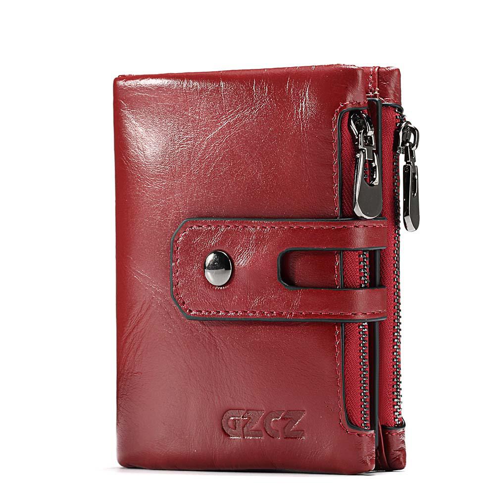 Wallet Women Wallets Real Leather Multi Pocket Female Purse Card Holder Pouch Portefeuille Carteira Walet for Women: Red Wallets