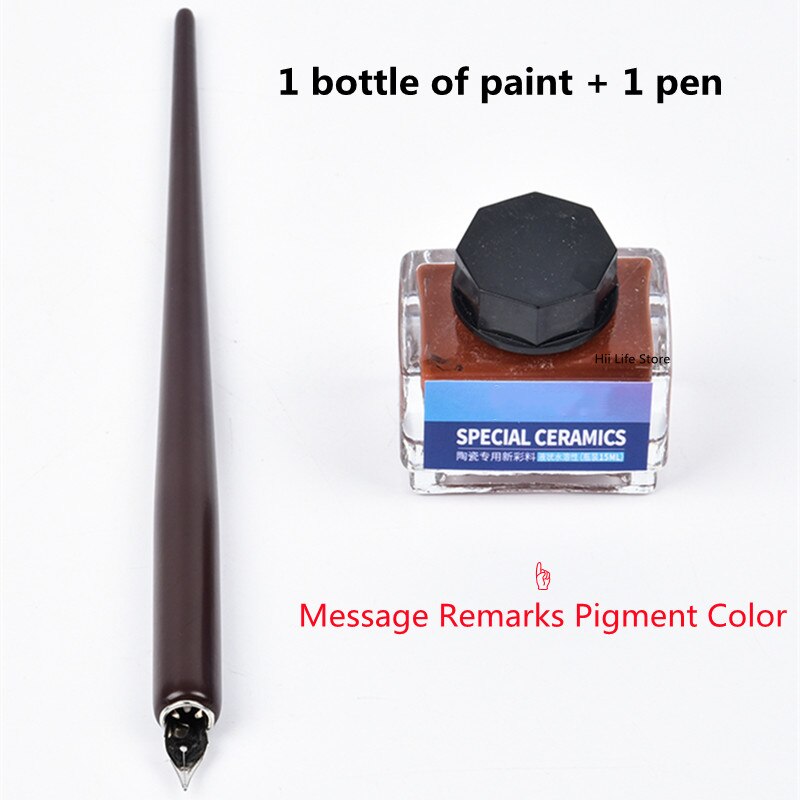 Ceramic Art Pigment Overglaze Color Water-soluble Color Pigment Low Temperature Overglaze Ceramic Painting Tool: Pen and paint set