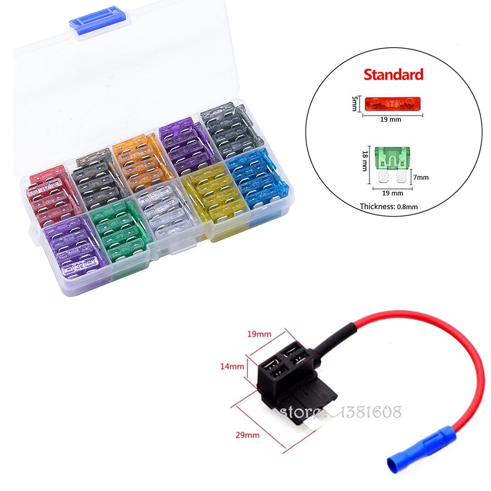 Car Auto STANDARD and MINI Blade Fuse Box Assortment with each 10pcs medium and small size fuse holders