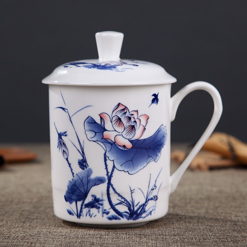 500ml Handmade Dragon Jingdezhen Bone China Tea Mug with Lid Ceramic Tea Infuser Tea Cup Office Water Cup Mug Drinkware: K