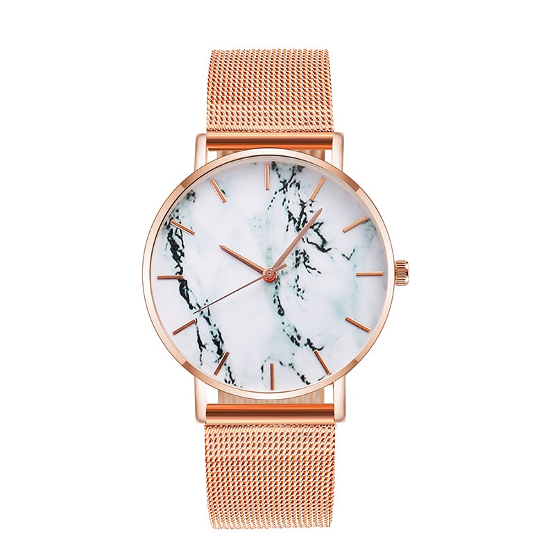or Rose maille ceinture créative marbre montre pour femme de luxe femmes montre à Quartz Relogio Feminino directe