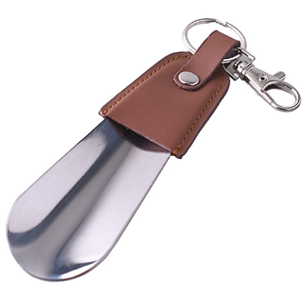 Edelstahl Tragbare Mini Senioren Schlüssel Ring robust Löffel Leder Unterhose Schuh Horn: Braun