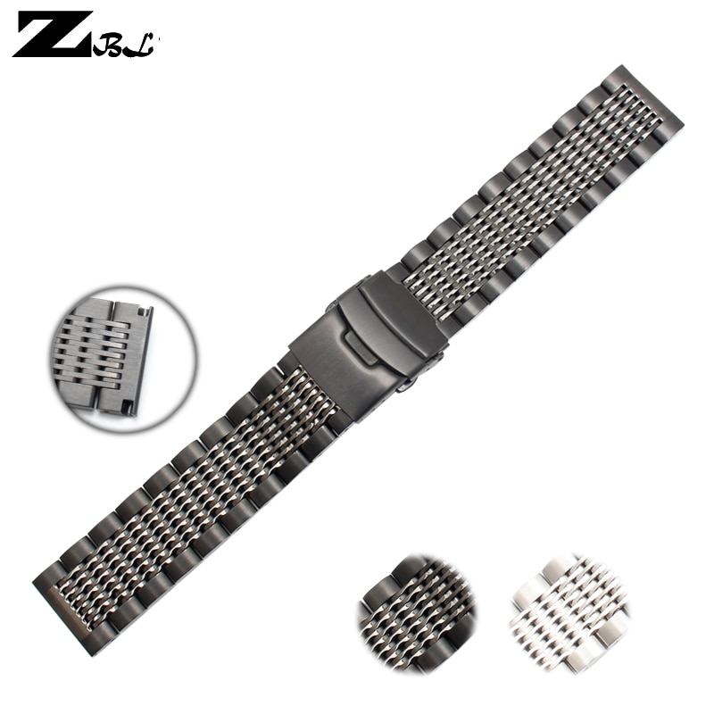 Rostfritt stål klockarmband 20mm 22 24mm solid metall klockarmband för huawei samsung klockarmband armbandsur armband