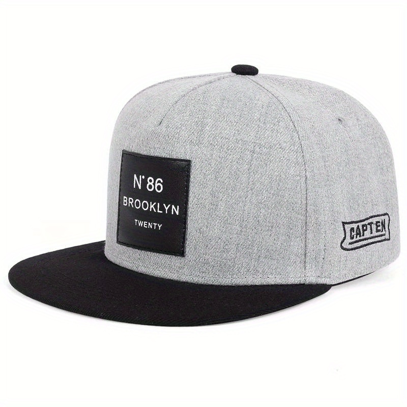 1pc hommes femmes BROOKLYN Baseball coton réglable Snapback chapeau, casquettes Hip Hop en cuir, chapeau de soleil, chapeaux de camionneur unisexe: GRIS