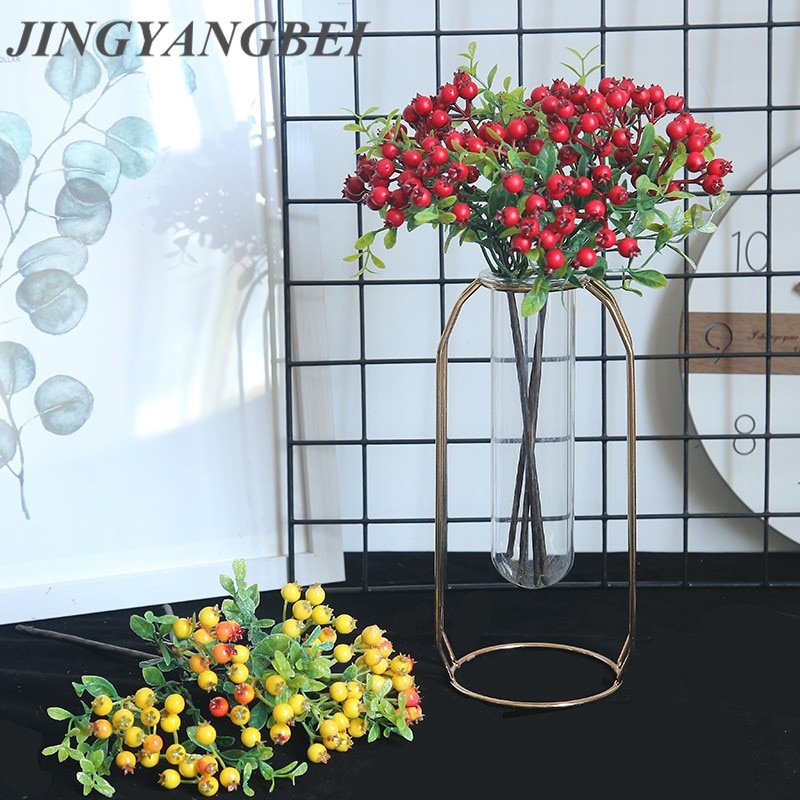 S Gebroken Blad Blueberry Foam Kunstmatige Rood Fruit Pe Berry Tak Bureau Bloemen Home Decoratie Kerst Decoratie