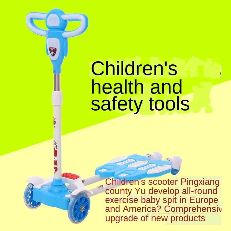 Trottinette à quatre roues pour enfants, ajustable et brillant, ciseaux, voiture, jouets pour bébés