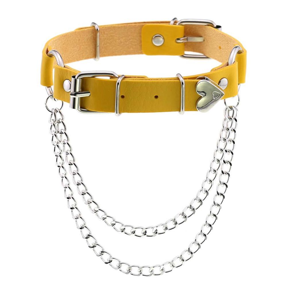 Perzik Hart Choker Ketting Goth Kleding Harajuku Ketting Punk Gothic Kwastje Hals Ketting Sieraden Voor Vrouwen Valentijnsdag: Rood-Bruin