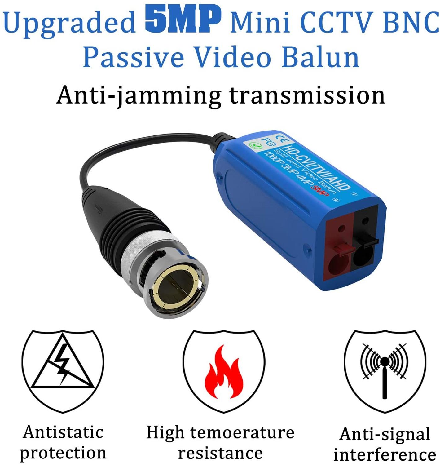 Video Balun Transceiver 5MP Mini Cctv Bnc Hd Cvi/Tvi/Cvbs/Ahd Passieve Video Balun Split Joint zender (2 Pairs)