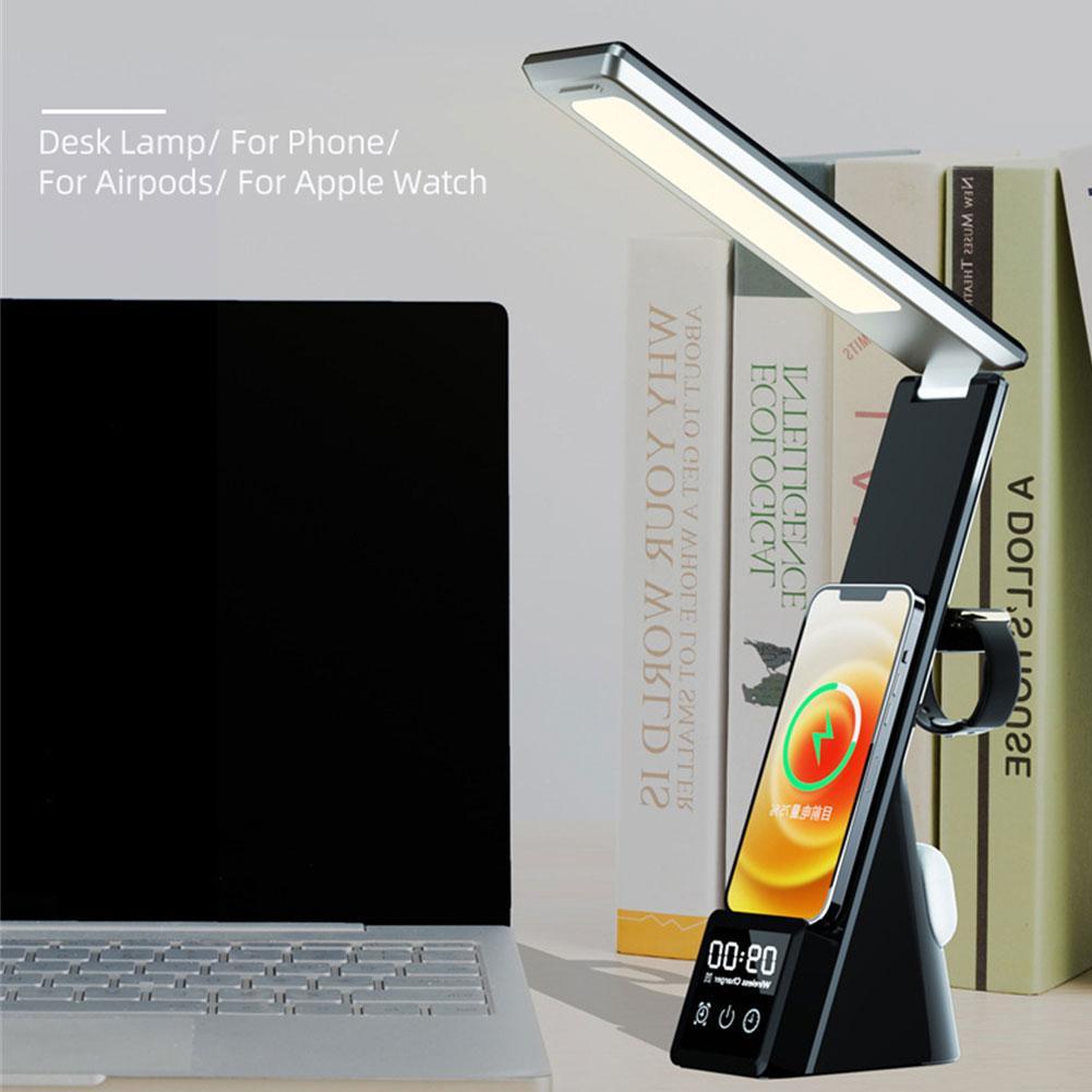 Iphone 15W Wireless Charger Led Desk Lamp for Apple Watch Airpods Fast Charging Multi-Function Watch Charging Stand