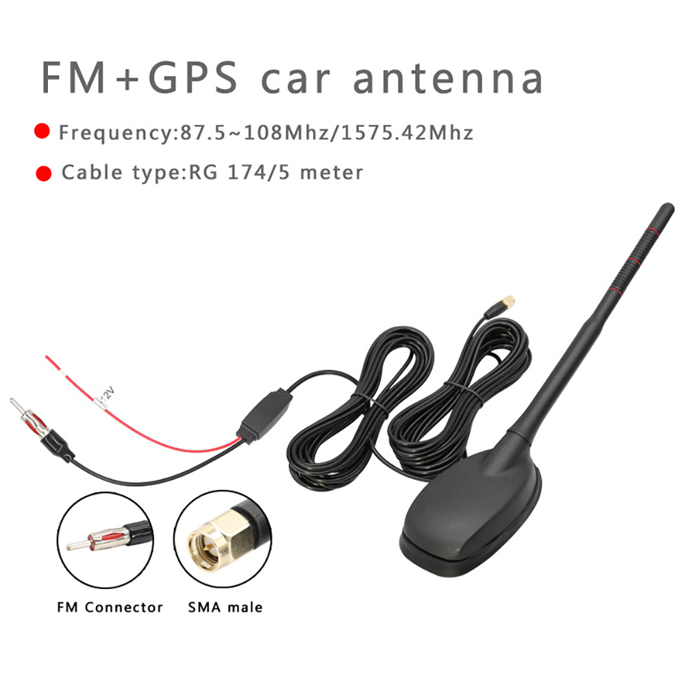 Antenna Auto DAB+GPS+FM Amplificata – Montaggio Su Tetto, Impermeabile E Universale Con Spia Di Segnale