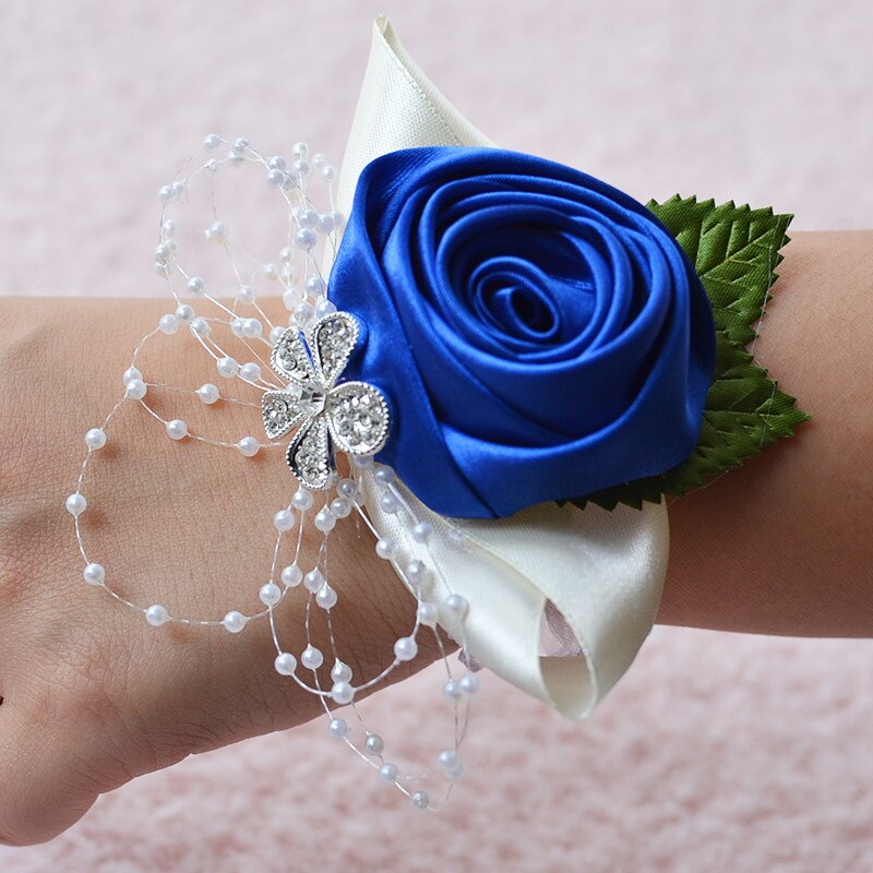 Bruidscorsage, bruidscorsage, polscorsage, parelarmband, handgemaakt polsbloemetje, bruidsmeisjeshandbloemen