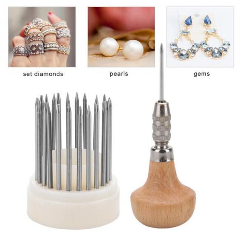 23pcs Beading Tools Set For Diamond Stone Setting & Micro-pave Graver Jewelry Nail Tools: Default Title
