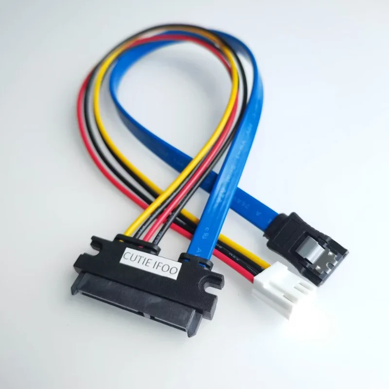 FDD 4Pin Female SATA 3.0 Male To 22Pin 7+15 Data Power Supply Integrated Cable For ITX Computer Mainboard SSD Optical Hard Drive