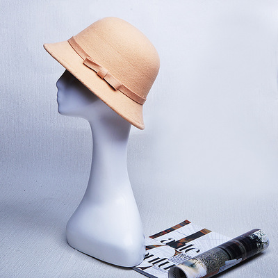 BINGYUANHAOXUAN Vrouwen Vintage Voelde Ronde Cloche Hoed Bloem Boog Fedora Bowler Caps: 6