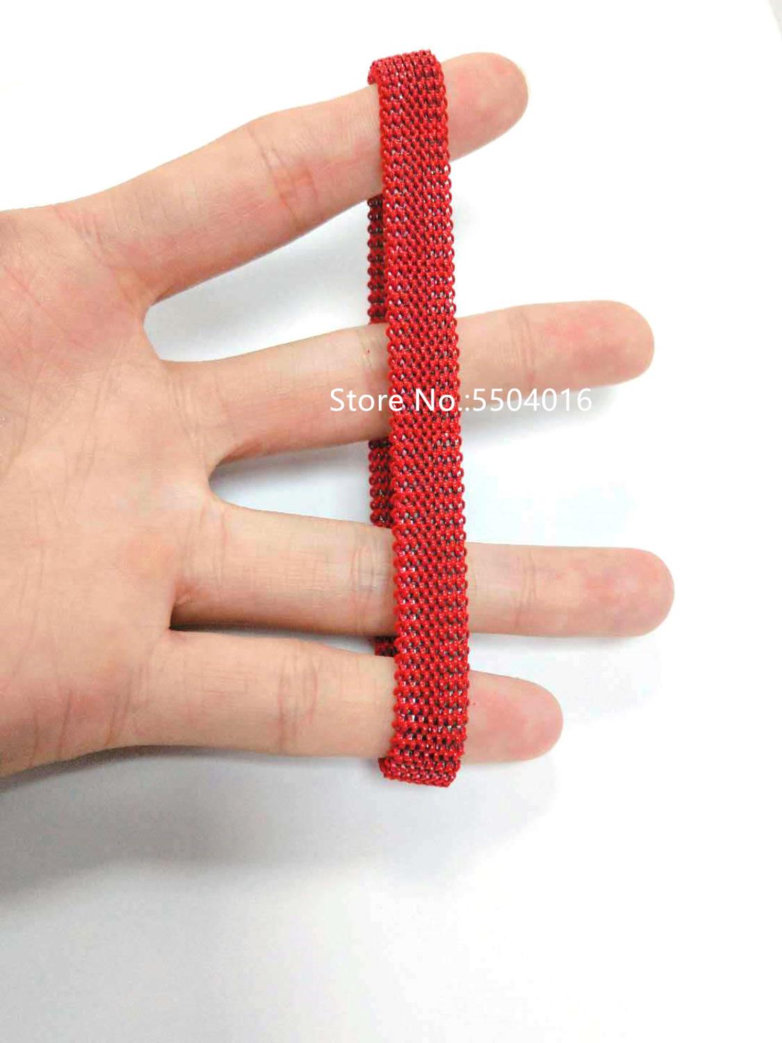 jewelry retro Adjustable Titanium Stainless Steel Women Stretch Mesh Simple style Bracelets: Red