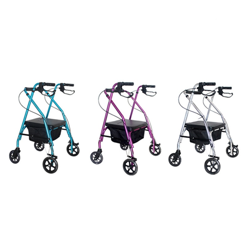 JayCreer Super Light Rollator Lightweight Aluminum Loop Brake Folding Walker Adult W/height Adjustable Seat By Legs And Arms