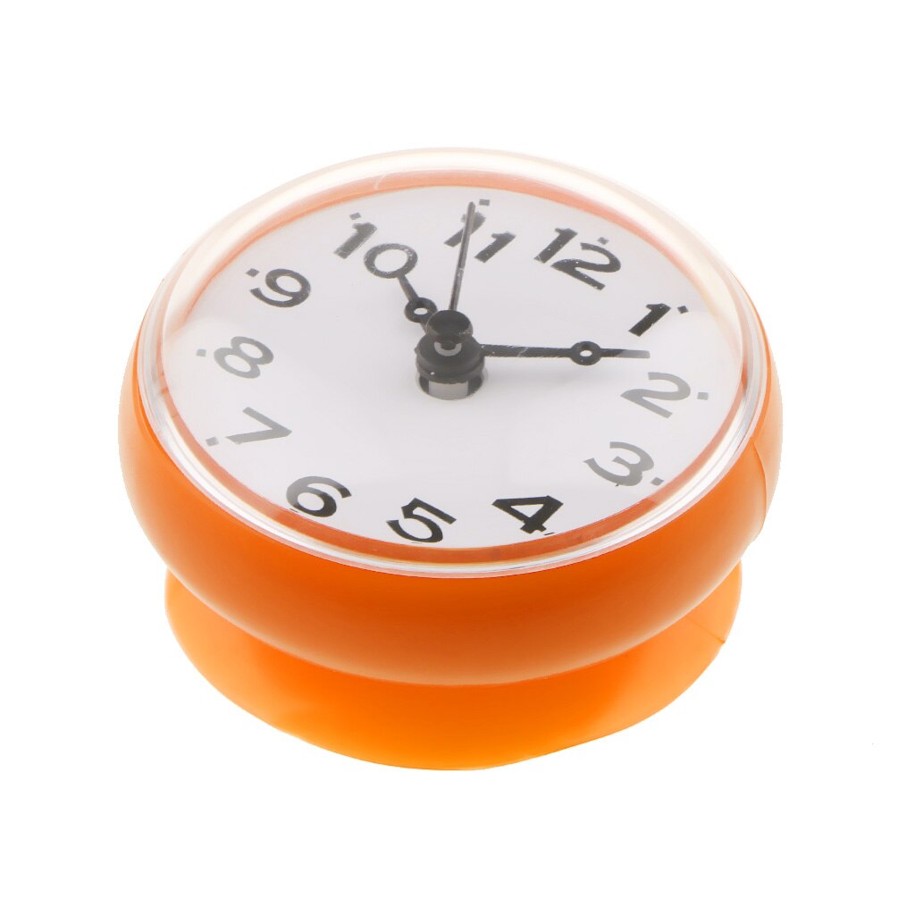 Waterdichte Douche Klok Zuignap Badkamer Keuken Klok Muur/Raam Glas/Spiegel Sucker: Orange