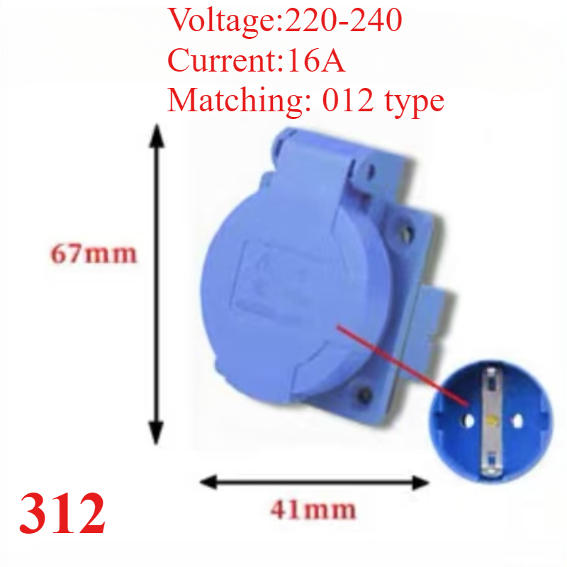 EU. Industriestecker-Fliegenbuchse SCHUKO wasserdicht 2PIN 16A IP44 IP54 verdeckte/wandige oberflächenmontierte Steckdose 200V 250V MÄNNLICH WEIBLICH: Dark Grau