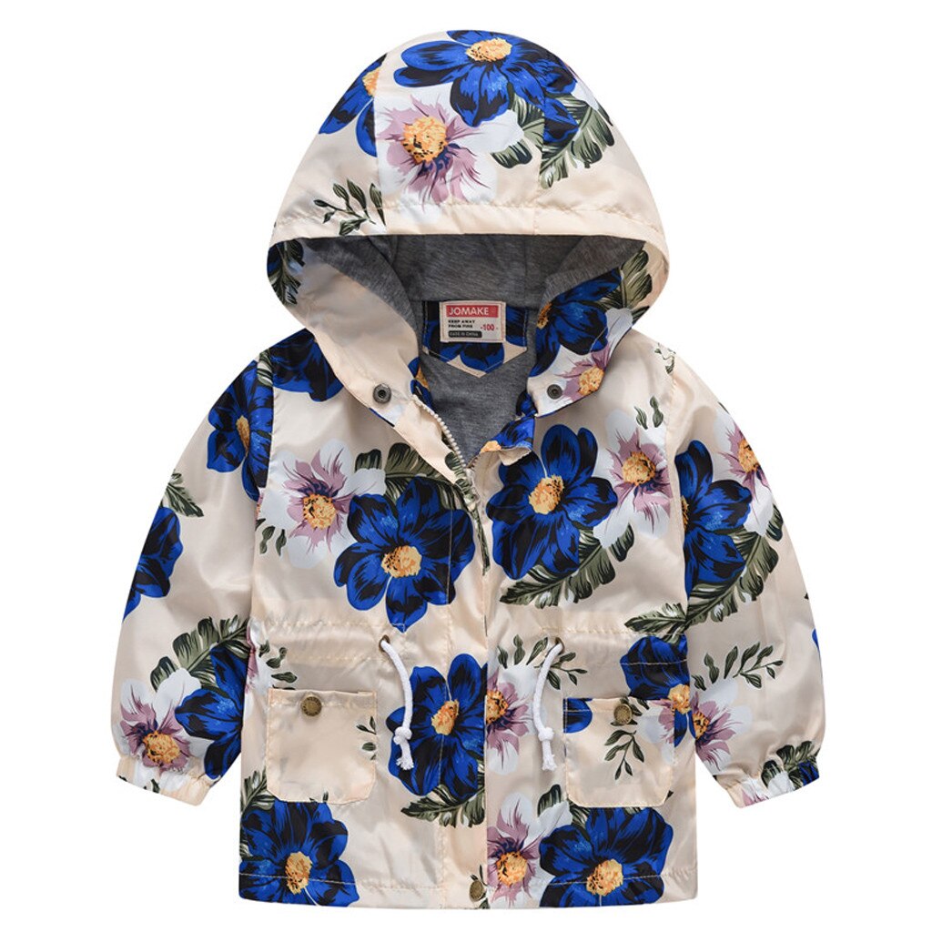 Manteau à capuche pour enfant fille, sweat-shirt à motif Floral, coupe vent, collection printemps-automne: BG / 100