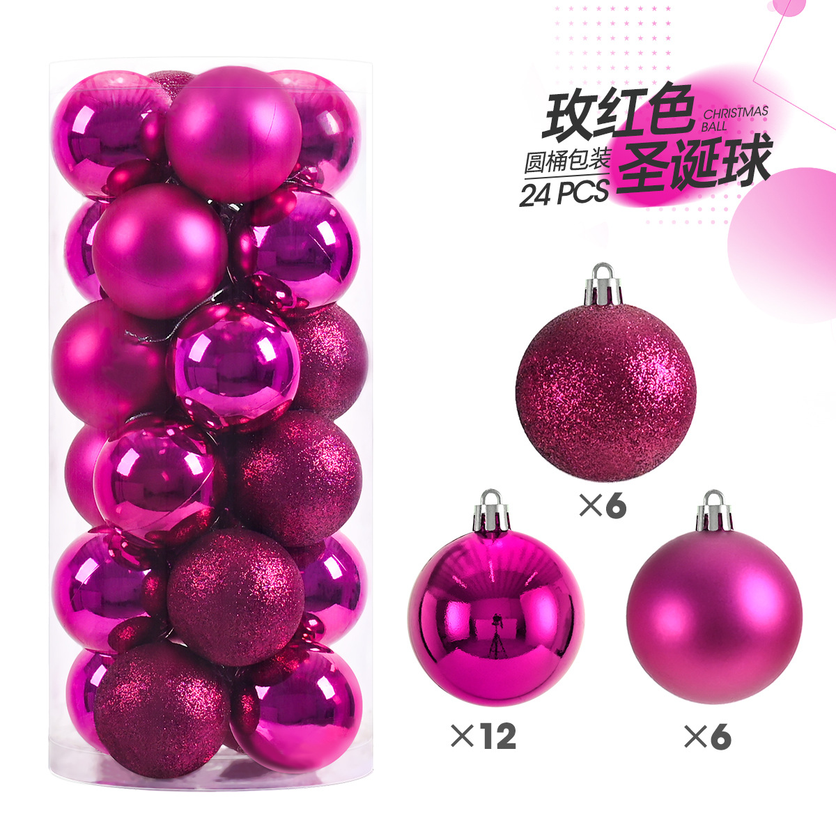 24 stks 3 cm Kerstballen Kerstboom Ornamenten Bal Xmas Opknoping Boom Hangers Home Party Kerstboom Decor Nieuwjaar Cadeau: plum