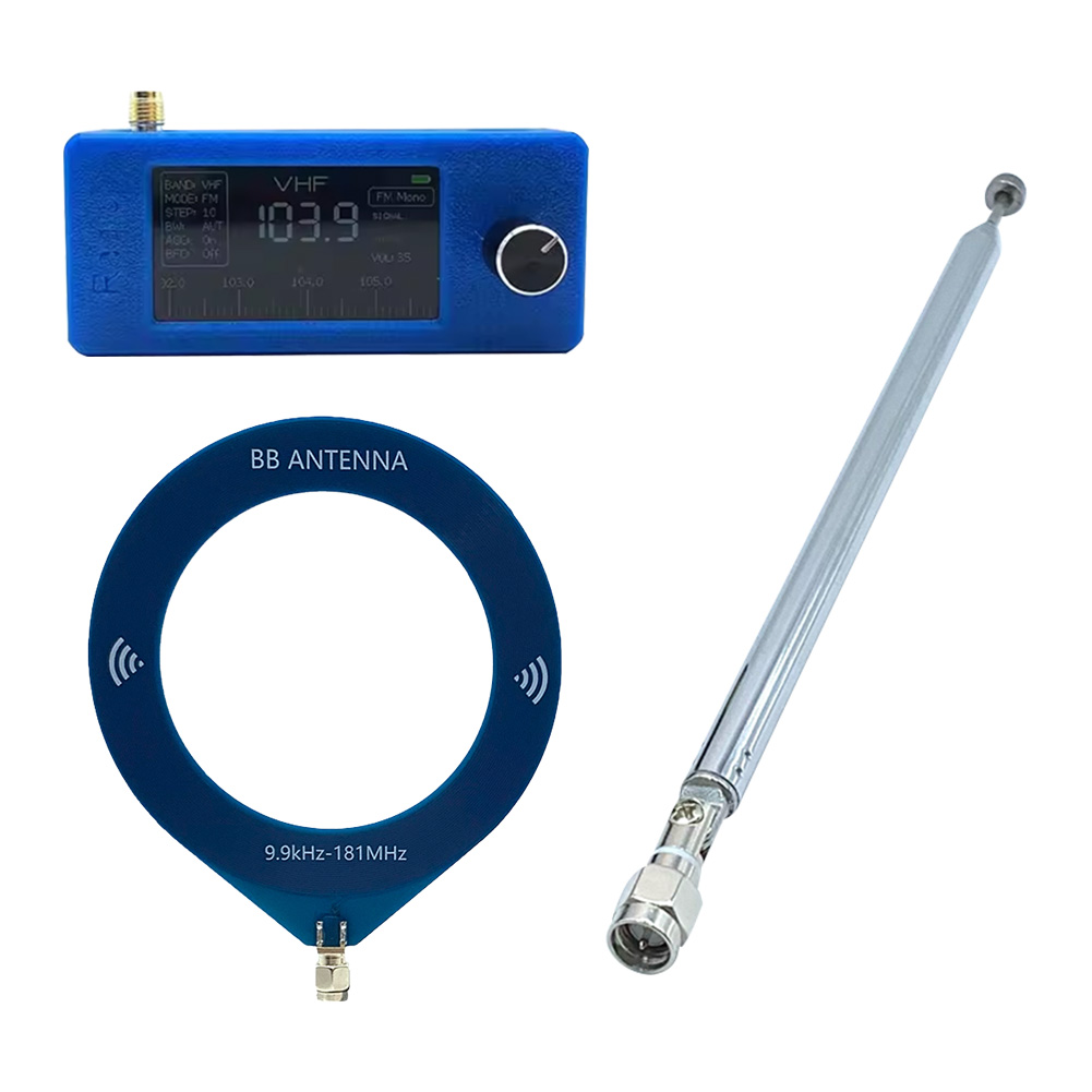 SI4732 0.5-108mhz Przenośne radio 1.9 cala Ekran IPS LSB USB Radio FM/AM z anteną Odbiornik radiowy HF SW MW VHF: Niebieski