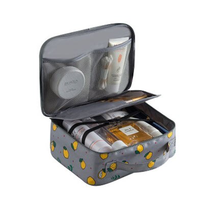 Bolsa de maquiagem profissional de duas camadas, bolsa portátil transparente para armazenamento de cosméticos, kit de higiene pessoal: B Style Gray lemon