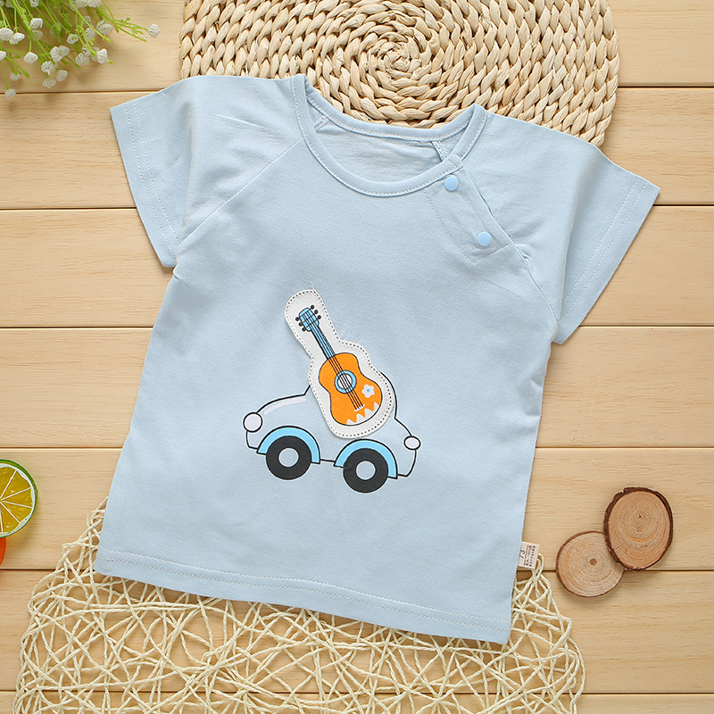 Zomer 0-12 Maanden Pasgeboren Jongen Meisje Cartoon Patch T-shirt Bamboevezel Katoen T-shirts Dunne Tshirt Baby Baby Kleding