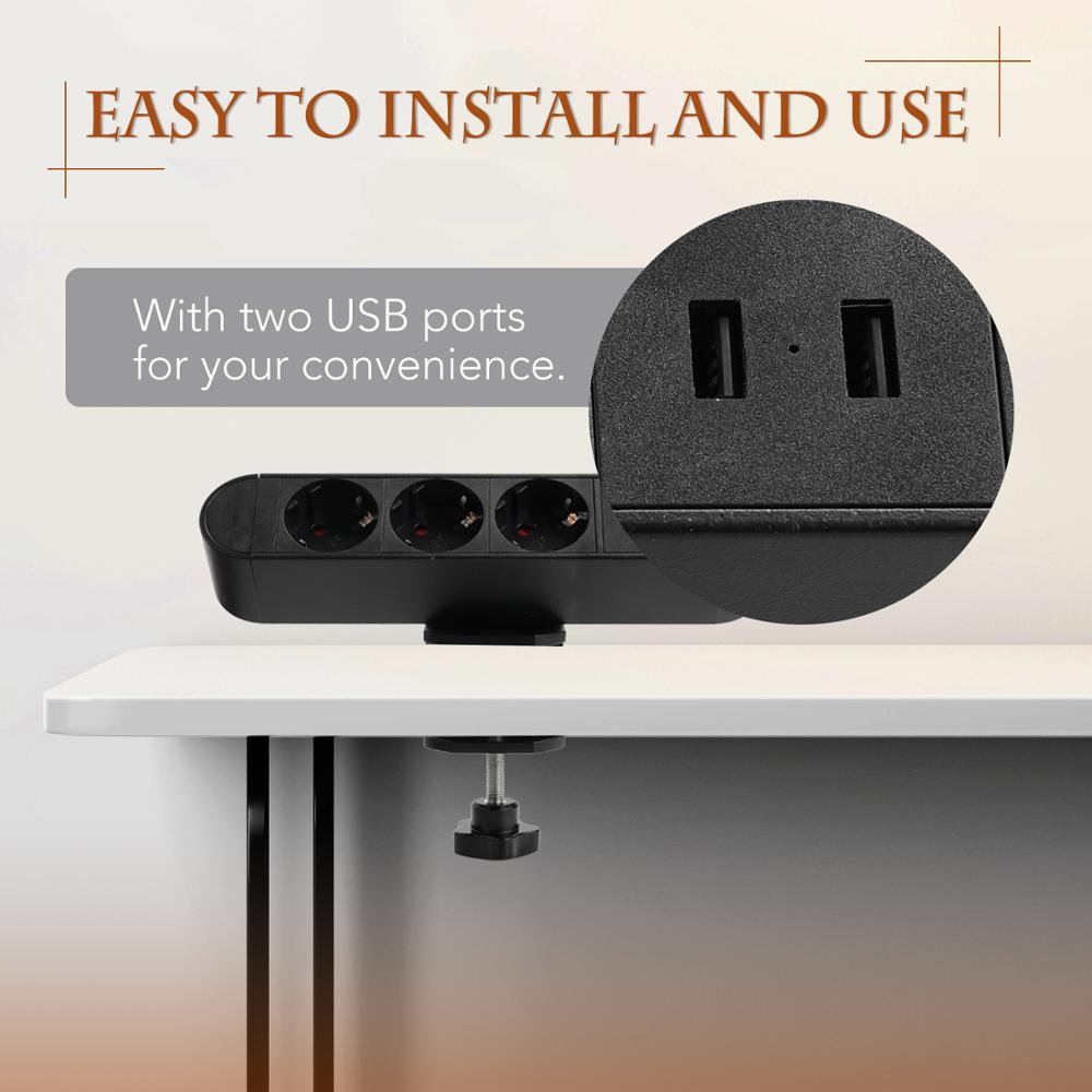 Multifunctional USB Desktop Socket Table Clip Clamp Free Hole Tabletop Office Workstation Sockets
