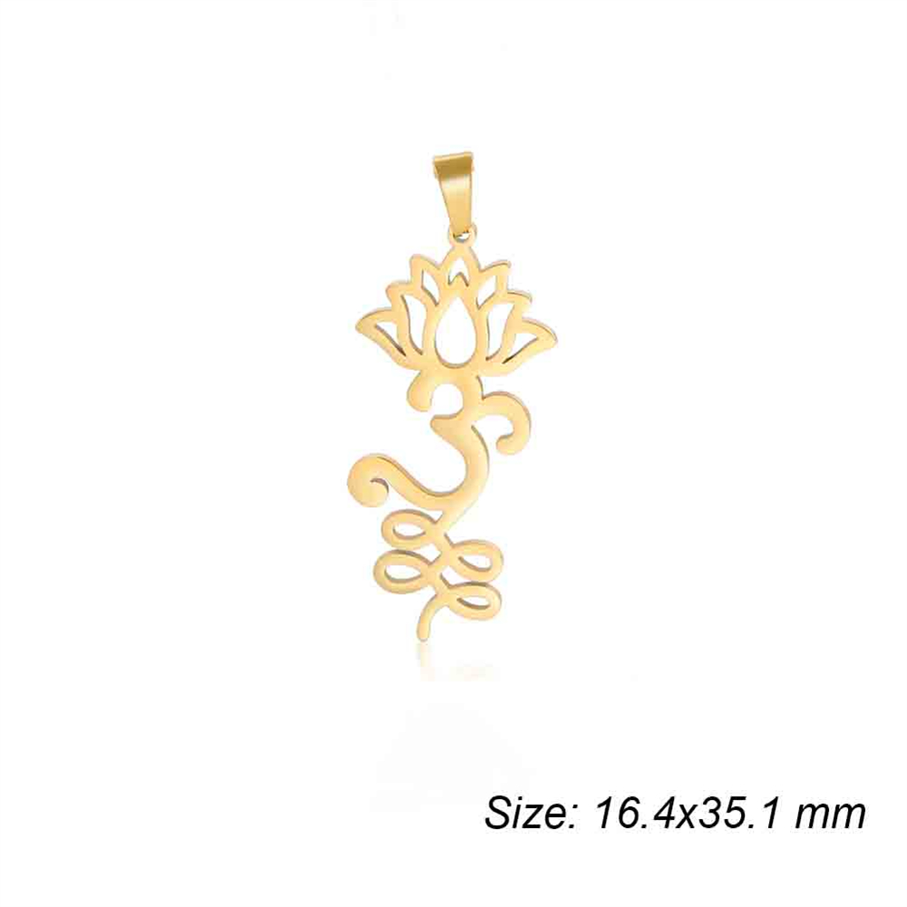 Breloques en forme de fleur de Lotus, en acier inoxydable, amulette religieuse, pendentifs, accessoire pour collier, boucles d'oreilles, bijoux, bricolage,: Couleur or pur