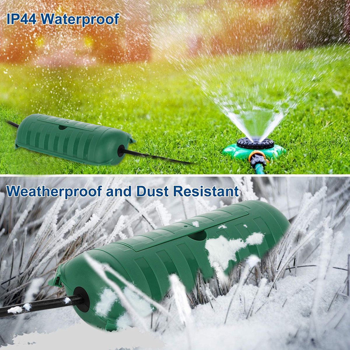Waterproof Connection Box Weatherproof Electrical Extension Cord Box ( Green )