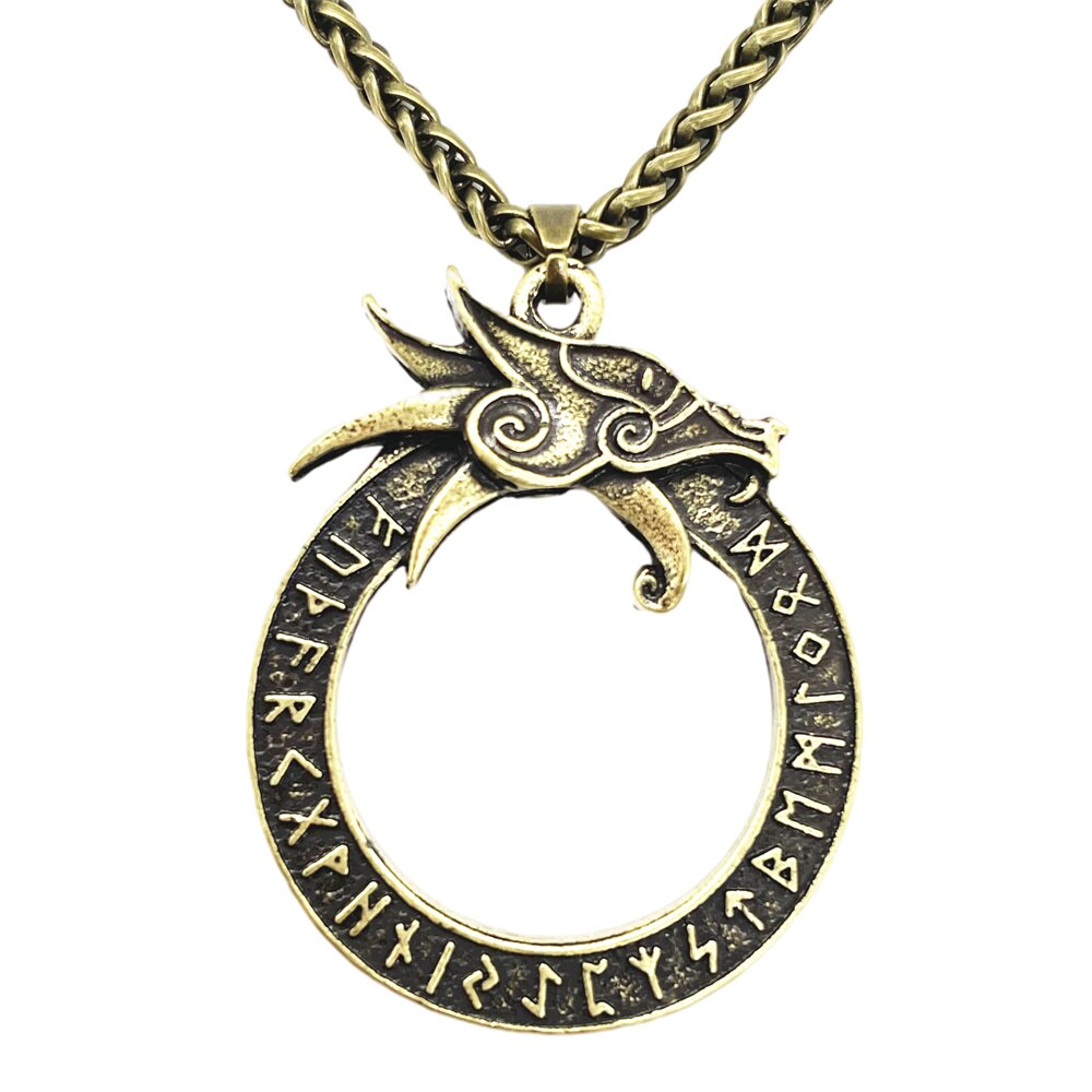 Runiczne runy amulet gotyckie akcesoria Ouroboros Norse smok Got naszyjnik wiking talizman biżuteria