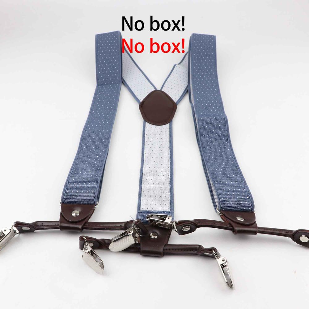 Caja de de tirantes de cuero negro, 6 Clips para tirantes, Vintage, informal, tirantes para pantalones: 4 no box