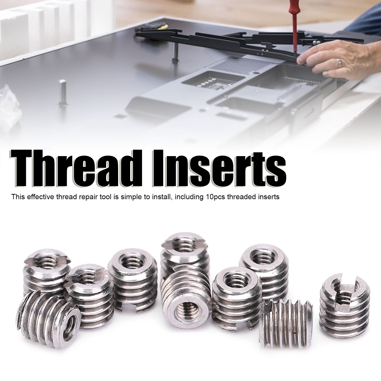 10Pcs Thread Inserts Reducing Nut Repair Tool Male Female Stainless Steel Fastener