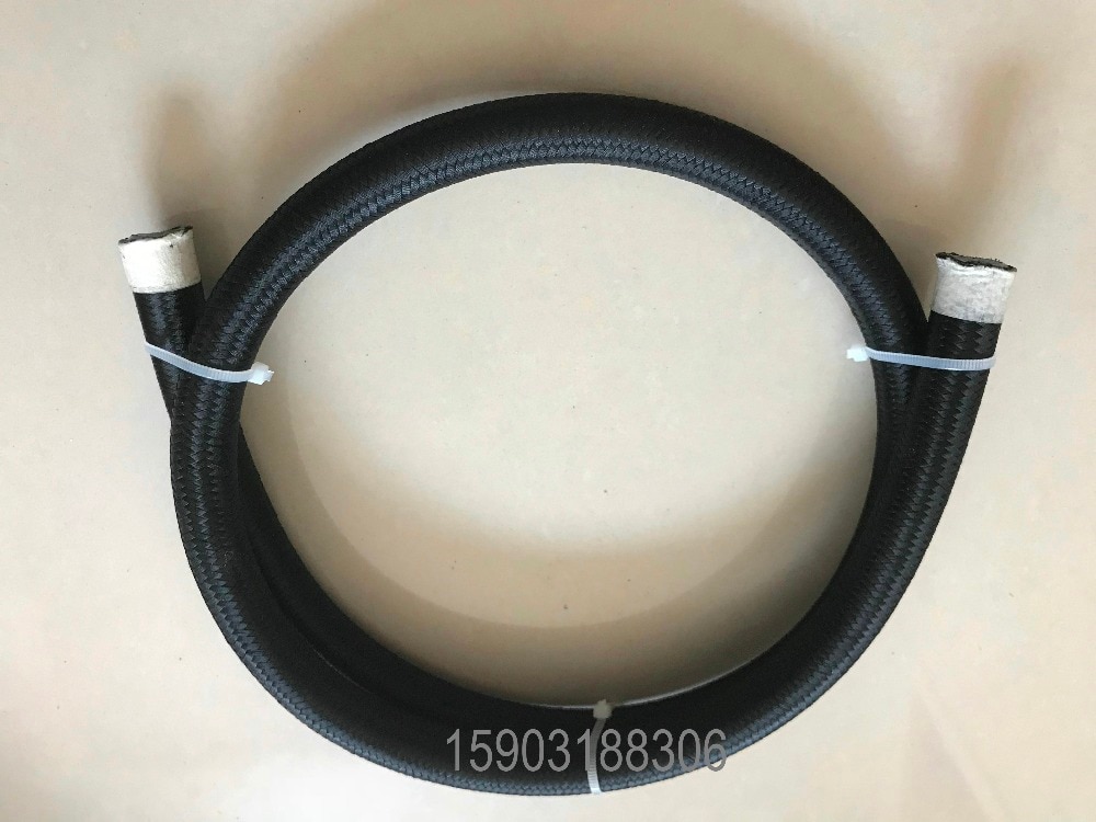 AN4- AN16 Black Cotton Wire Braided PTFE Lined Stainless Steel Reinforcement Hose For Fuel Oil E85 1M