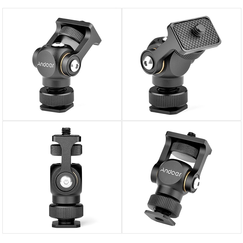 Andoer-soporte para Monitor de vídeo, Mini soporte de luz LED, cabeza de bola, aleación de aluminio, Zapata fría, tornillo de 1/4 pulgadas para cámara DSLR