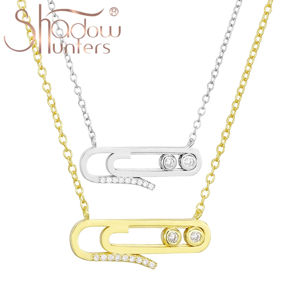 SHADOWHUNTERS auténticos collares de plata de ley 925 mover piedras de seguridad Pin colgante para mujeres joyería de lujo gargantilla de cristal