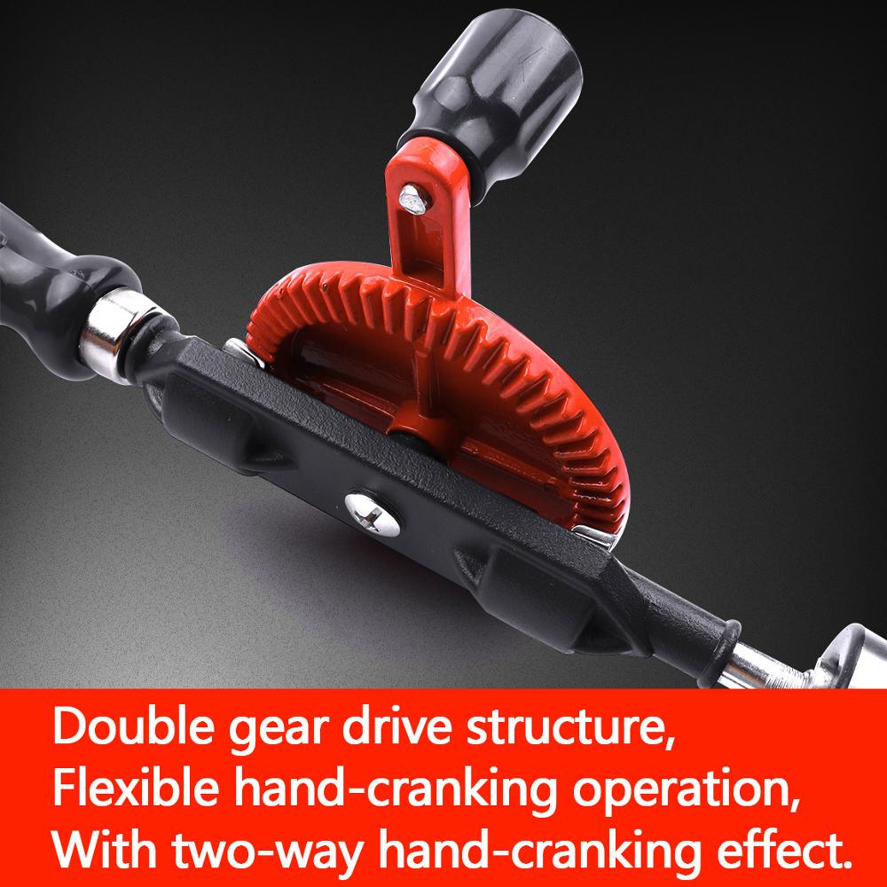 3/8 inch Portable Manual Drill Double Gear Hand Shake Drilling Tool For DIY Craftsman Woodworking Hand Crank Drill