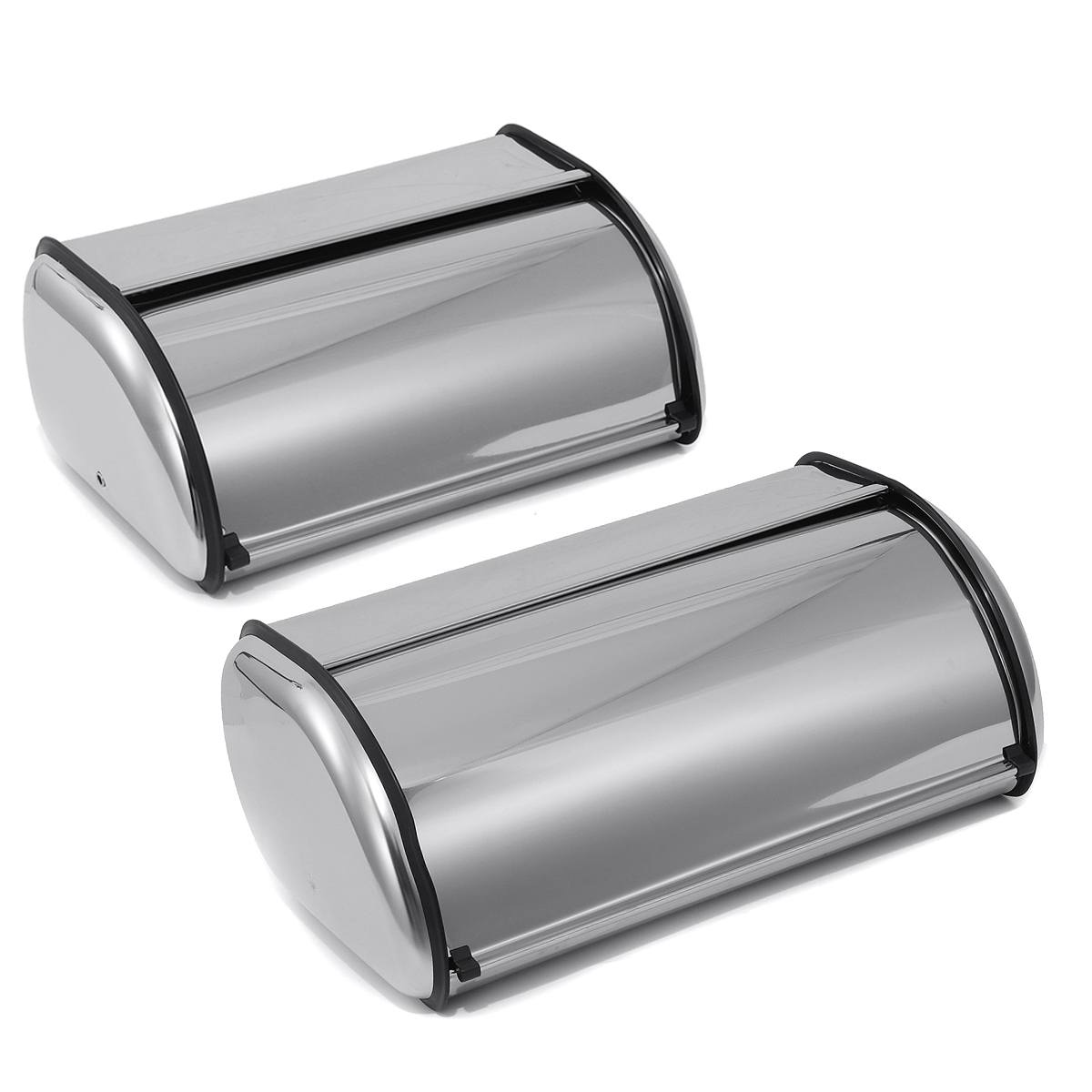 Roll Top Stainless Steel Bread Box Storage Bin Food Storage Container Kitchen Pastry Bread Holder with Visibility Window
