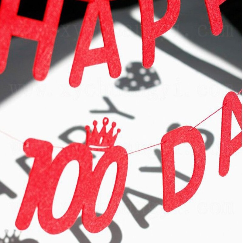 Felt Banners Happy 100 Days Flags Happy Birthday Wedding Party Decoration Banner Home Party Baby Shower Birthday Party Decor