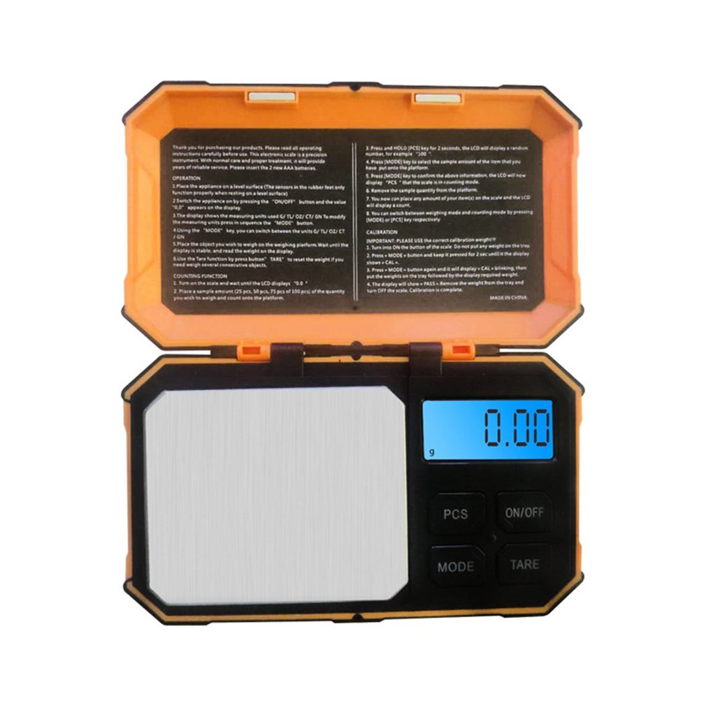 LCD Screen Flip Power-saving Jewelry Scale Electronic Scale High-precision Stainless Steel Scale Surface Scale: 200g