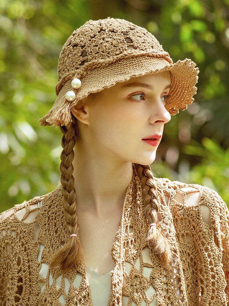 X023 sombreros tejidos a mano para mujer, gorros de tejido calado para adultos, gorros de pescador para niñas, sombrero de pescador para combinar con todo, gorro de punto, sombrero de cubo