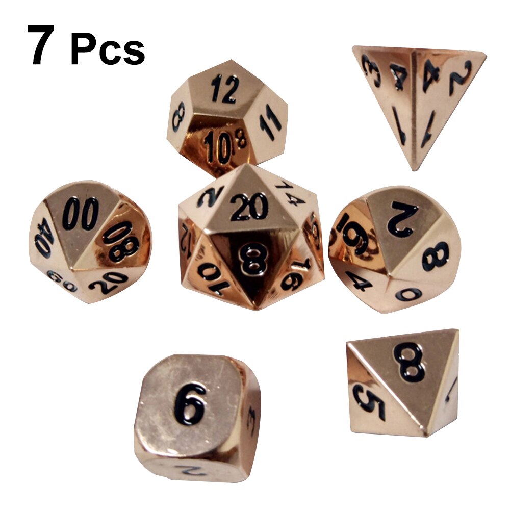 7 pçs dados poliédricos durável entretenimento de metal premium lazer jogo de tabuleiro prop dice