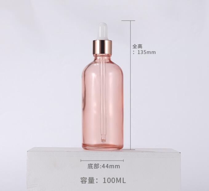 5-100ml rose guld pink flaske glas aromaterapi flydende dråber essentiel grundlæggende massage olie pipette genopfyldelige flasker: 100ml