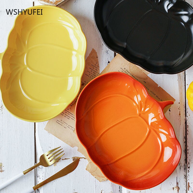 Ceramic Pumpkin Plate Plate Japanese Pasta Plates Jewelry Trays Household Products Kitchenware Kitchen Supplies
