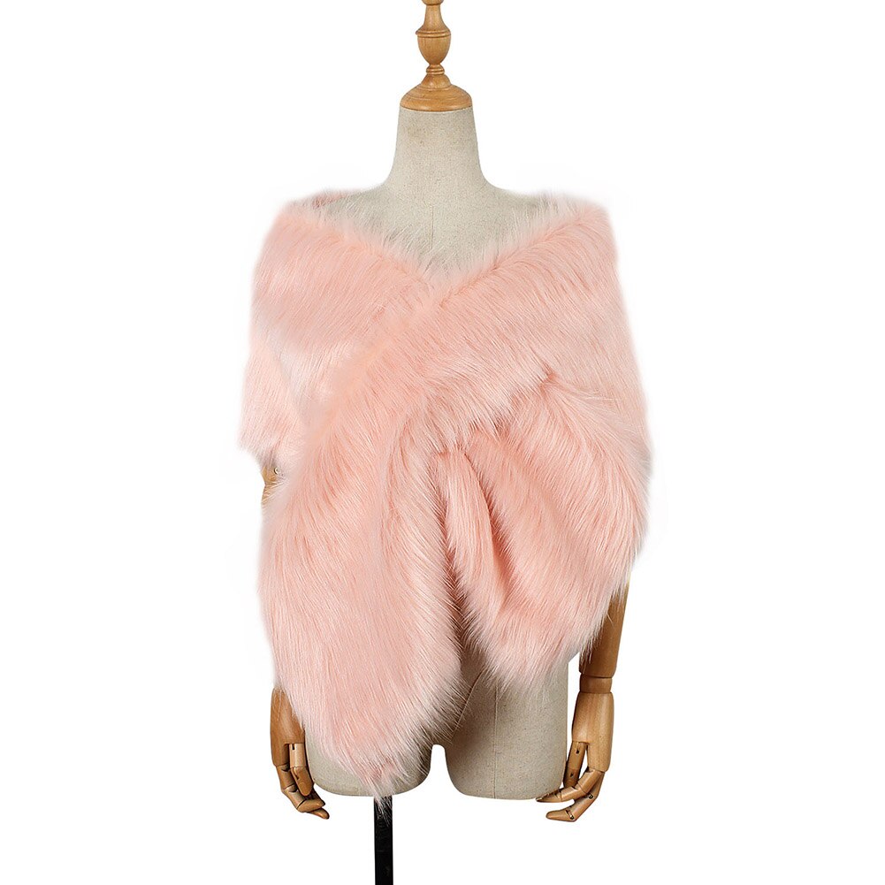 Vrouwen Deluxe Faux Fur Sjaal Vintage Schouder Wrap Stole Warme Sjaal Voor Avondjurk 1920 S Flapper Cover Up winter Cape: Pink