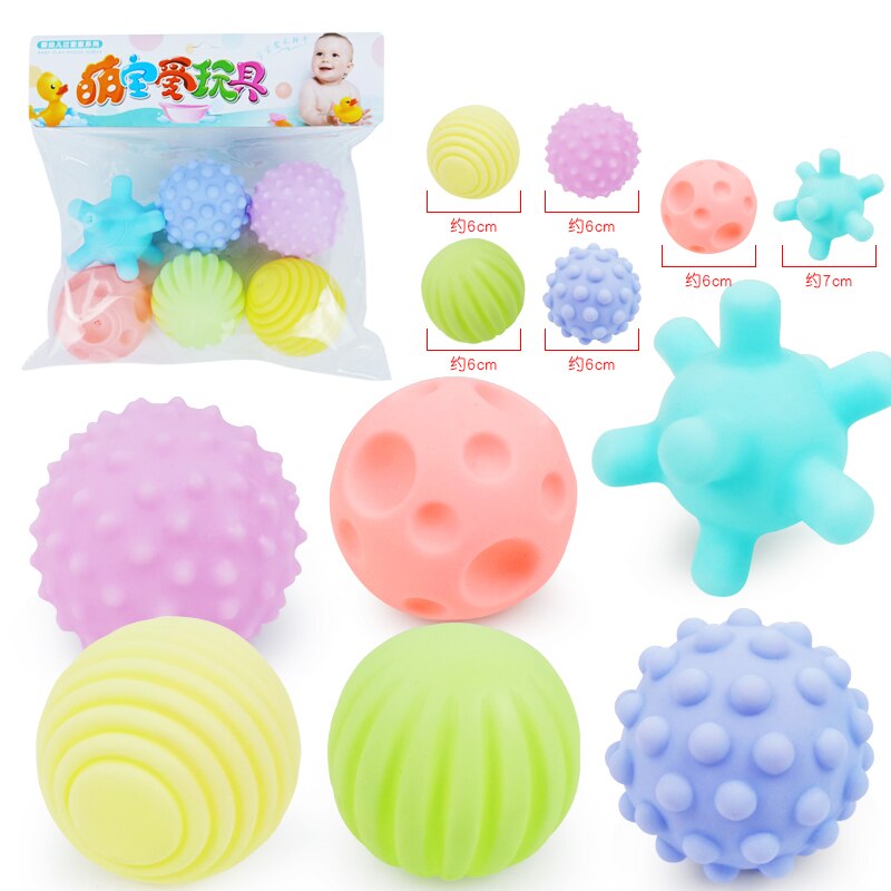 6pcs/set Baby Toy Ball Set Develop Baby Tactile Senses Toy Touch Hand Ball Toys Baby Training Ball Massage Soft Ball