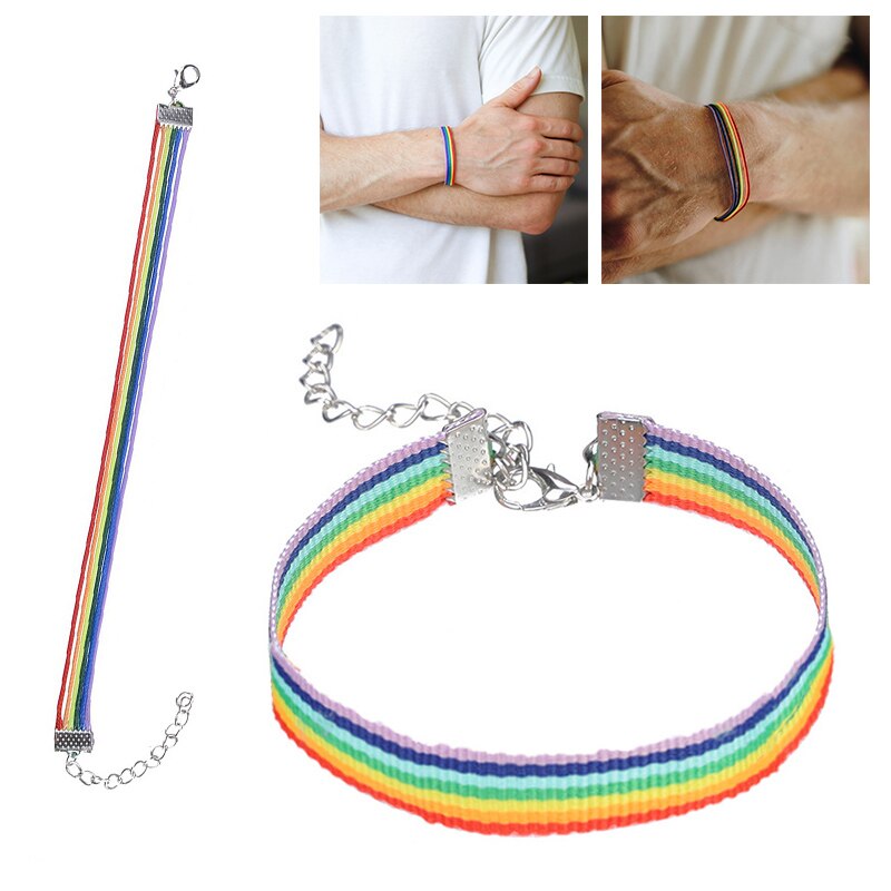 Nueva pulsera de los hombres Simple Arco Iris pulsera de Color de siete personalidad pulsera Gay